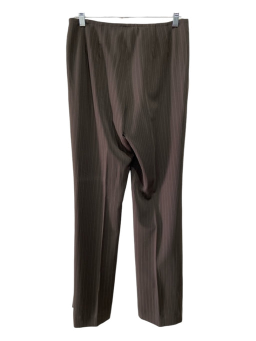 Doncaster Size 10 Brown Poly Blend Vertical Pinstripe Hook & Button Pants Brown / 10