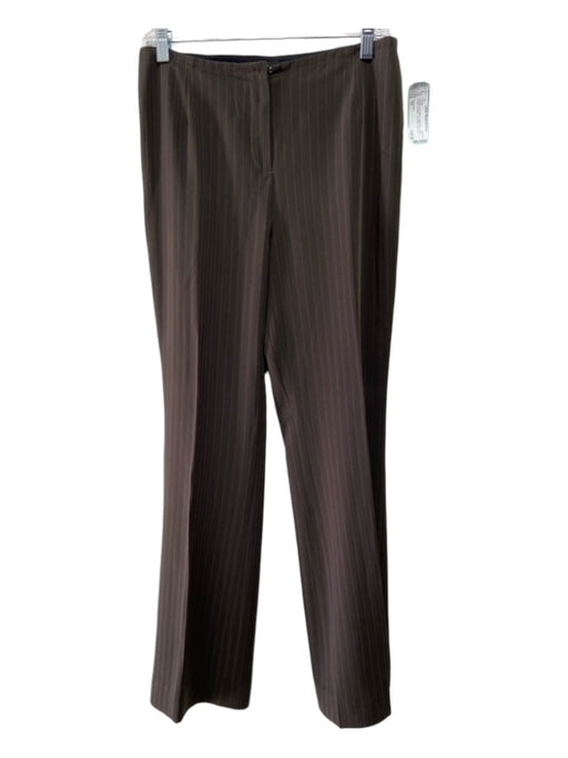 Doncaster Size 10 Brown Poly Blend Vertical Pinstripe Hook & Button Pants Brown / 10