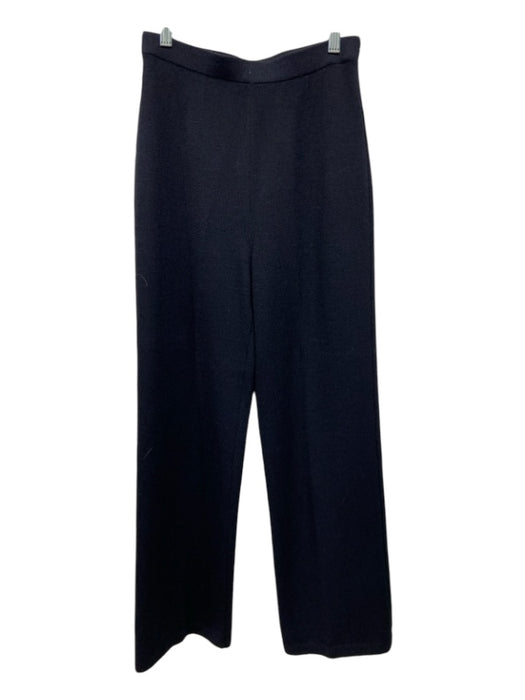 St John Basics Size 4 Black Wool Elastic Waist Pleated Straight Pants Black / 4