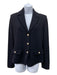 St John Collection Size 8 Black Wool Blend Button Up Pearl Detail Collar Jacket Black / 8