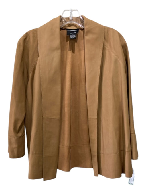 Doncaster Size 10 Tan Brown Leather Open Front 3/4 Sleeve Jacket Tan Brown / 10