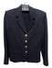 St John Basics Size 4 Black Wool Blend Button Up Gold Button Detail Jacket Black / 4