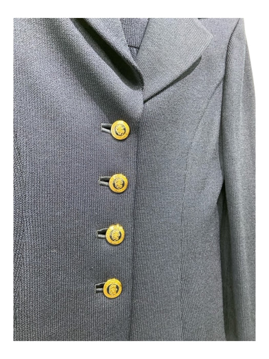 St John Basics Size 6 Navy Blue Wool Blend Button Up Gold Button Detail Jacket Navy Blue / 6