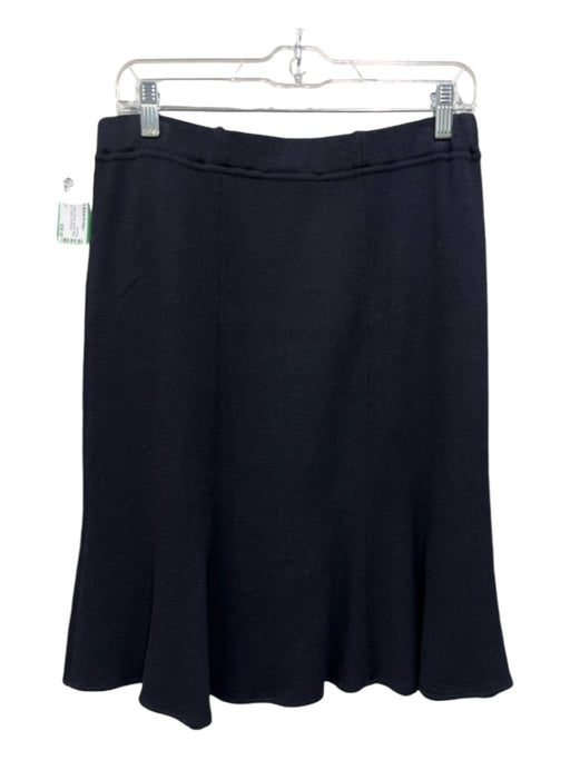 St. John Basics Size 8 Midnight Navy Wool Blend Elastic Waist Kick Flare Skirt Midnight Navy / 8