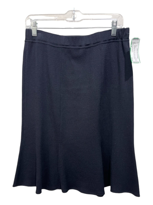 St. John Basics Size 8 Midnight Navy Wool Blend Elastic Waist Kick Flare Skirt Midnight Navy / 8