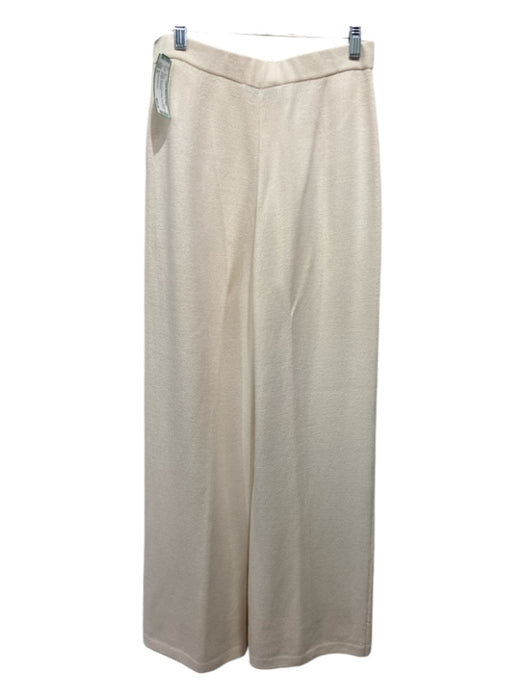 St John Collection Size 6 Cream Wool Elastic Waist Pleat Detail Straight Pants Cream / 6