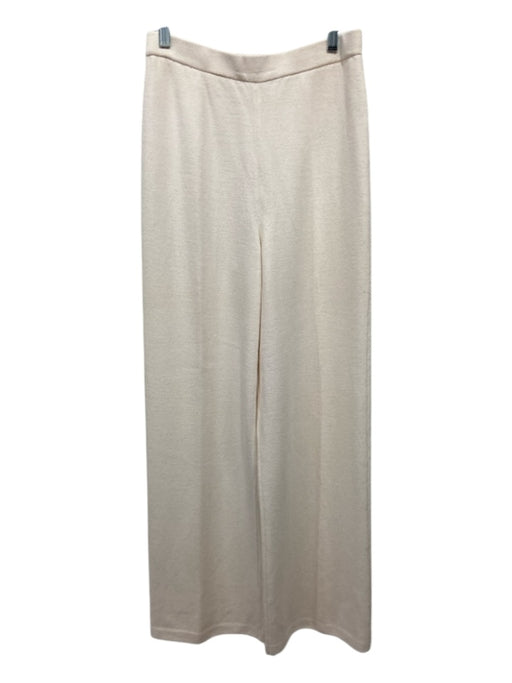 St John Collection Size 6 Cream Wool Elastic Waist Pleat Detail Straight Pants Cream / 6