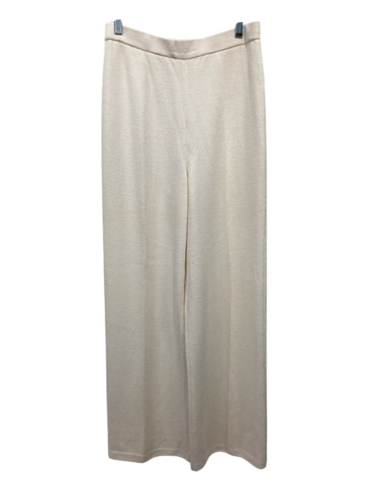 St John Collection Size 6 Cream Wool Elastic Waist Pleat Detail Straight Pants Cream / 6