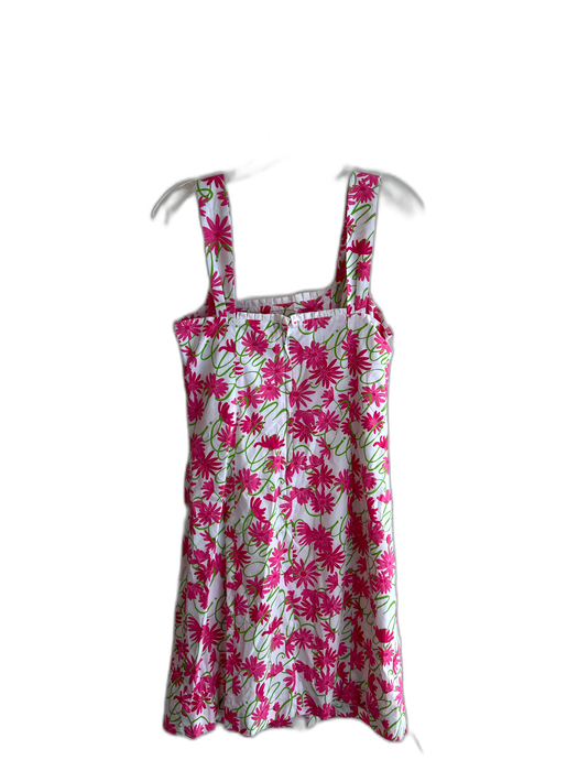 Lilly Pulitzer Size 8 White & Pink Cotton & Spandex Square Neck Sleeveless Dress White & Pink / 8
