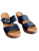 BOC Shoe Size 9 Navy & Tan Manmade Material 2 Strap Buckle Wedge Cork Sandals Navy & Tan / 9