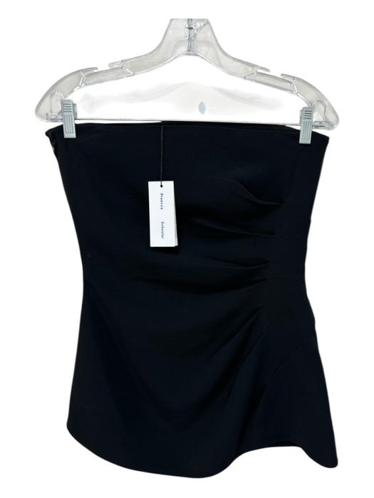 Proenza Schouler Size 6 Black Viscose Strapless Ruched Crepe Side Zip Top Black / 6