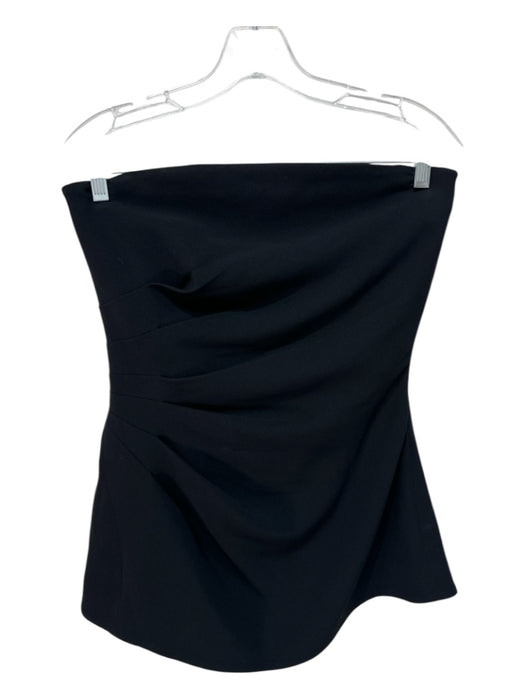 Proenza Schouler Size 6 Black Viscose Strapless Ruched Crepe Side Zip Top Black / 6