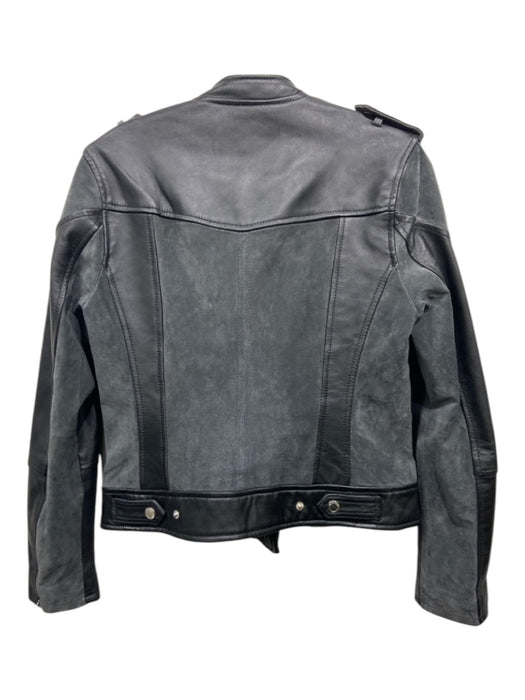 Blank NYC Size S Gray & Black Leather & Cotton Moto Suede Zip Zip Pocket Jacket Gray & Black / S