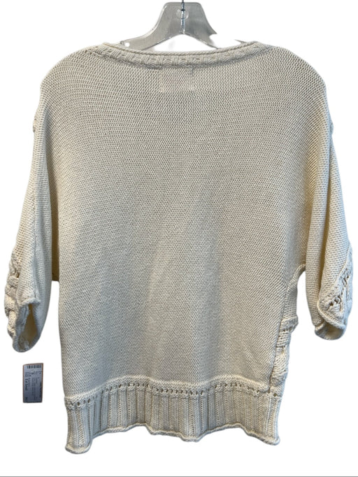 Rosie Neira Size Est Small Ivory Cotton Cable Knit Drop Shoulder Sweater Ivory / Est Small