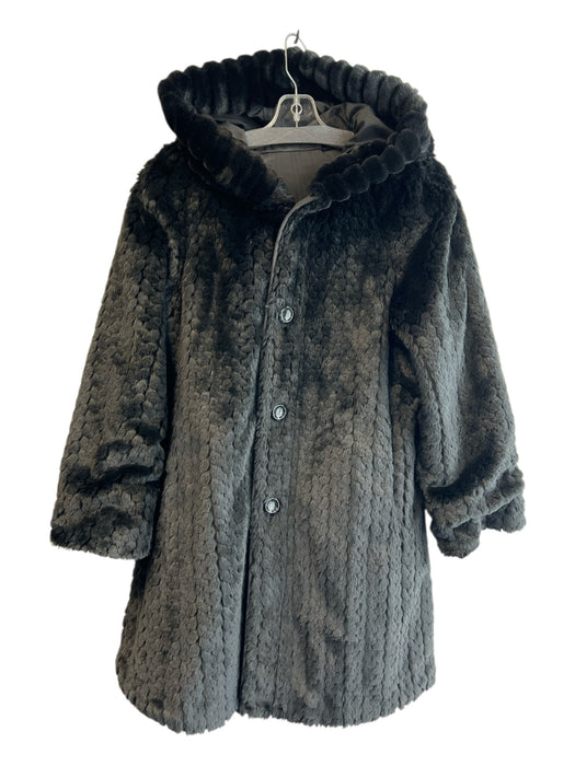Orvis Size S Black Polyester Faux Fur Button Down Hooded Reversible Coat Black / S