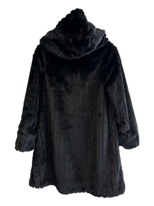 Orvis Size S Black Polyester Faux Fur Button Down Hooded Reversible Coat Black / S