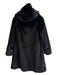 Orvis Size S Black Polyester Faux Fur Button Down Hooded Reversible Coat Black / S