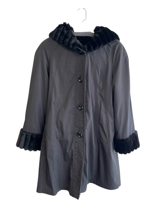 Orvis Size S Black Polyester Faux Fur Button Down Hooded Reversible Coat Black / S