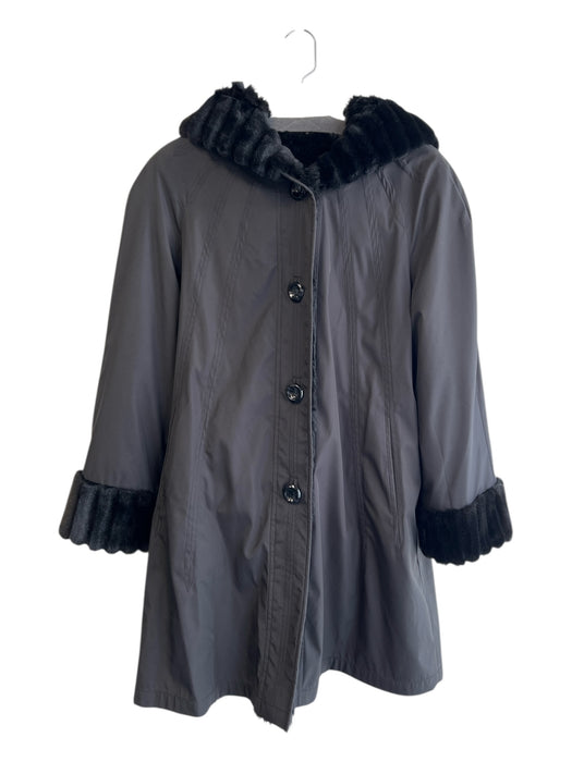 Orvis Size S Black Polyester Faux Fur Button Down Hooded Reversible Coat Black / S