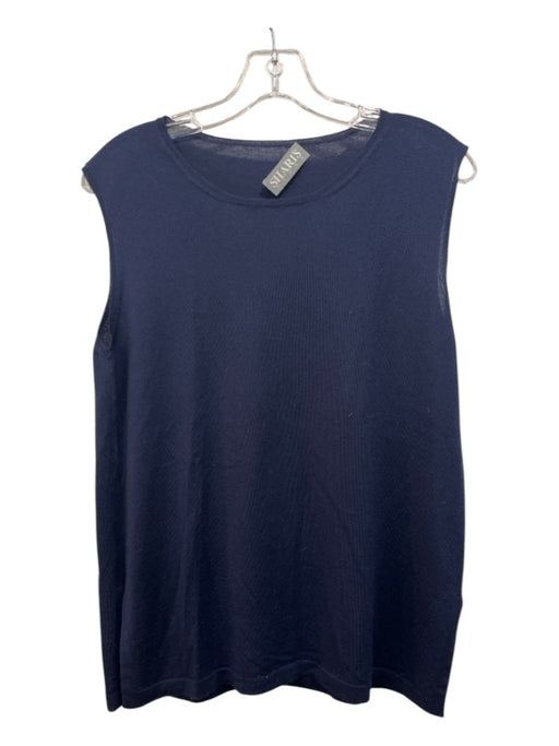 Shari's Place Size M/44 Navy Blue Cashmere & Silk Round Neck Sleeveless Top Navy Blue / M/44