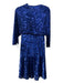 Jenny Packham Size 8 Navy Blue Viscose Fully Sequined Wrap Midi Dress Navy Blue / 8