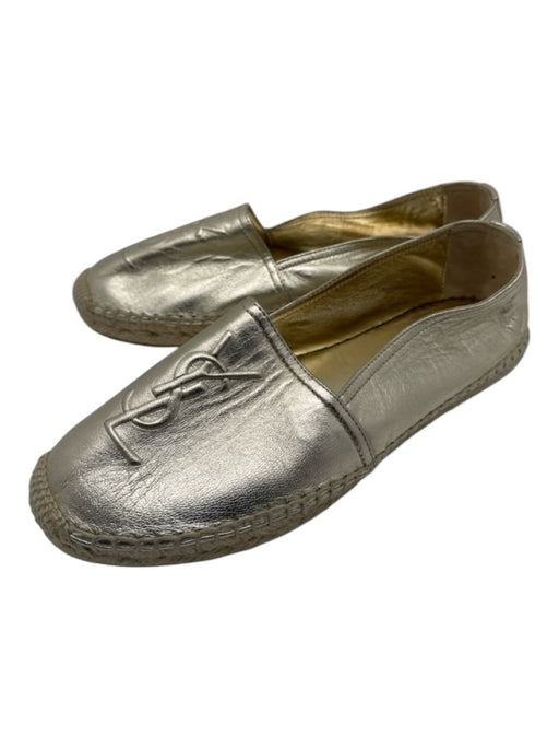 Yves Saint Laurent Shoe Size 38 Brushed gold Leather Metallic Logo Flats Brushed gold / 38