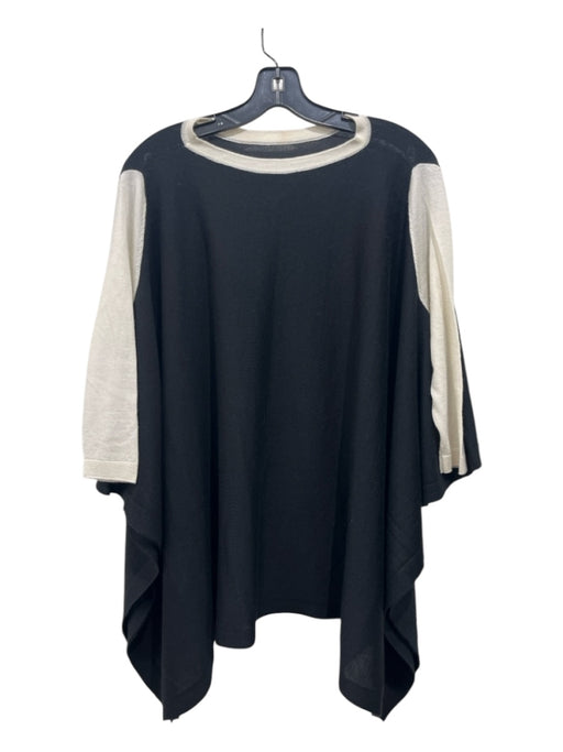 Shari's Place Size One Size Black & Cream Cashmere Color Block Crew Neck Top Black & Cream / One Size