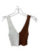 Staud Size XS Brown & White Viscose Blend Ribbed Knit Button Front Midi Dress Brown & White / XS