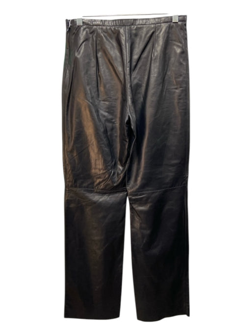 Agnona Size L Black Leather Side Zip Straight Leg Pants Black / L