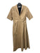 Gretchen Scott Size S Khaki Cotton Blend Half Sleeve Midi Collared Dress Khaki / S