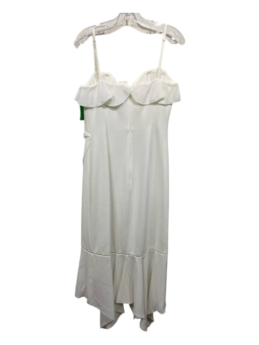 Jonathan Simkhai Size 10 White Polyester Blend Ruffle Trim Spaghetti Strap Dress White / 10