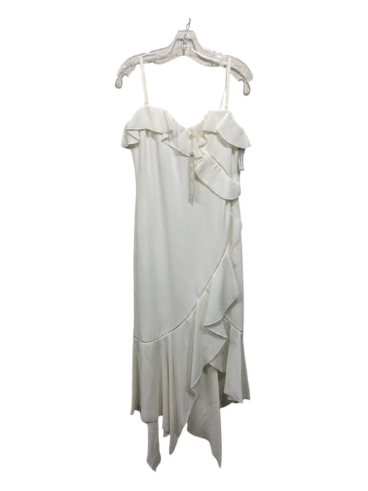 Jonathan Simkhai Size 10 White Polyester Blend Ruffle Trim Spaghetti Strap Dress White / 10