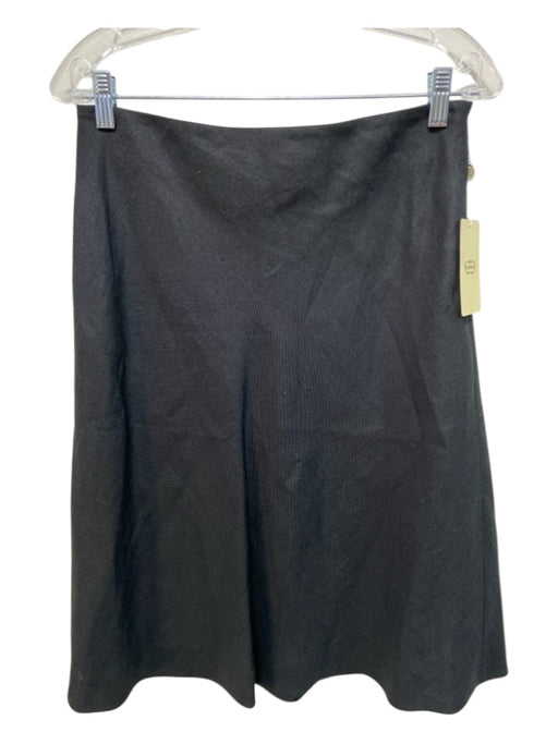 Agnona Size 44 Black Linen Blend Side Zip Skirt Black / 44