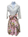 Samantha Sung Size 4 White & Pink Print Cotton Blend Floral Button Down Dress White & Pink Print / 4