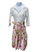 Samantha Sung Size 4 White & Pink Print Cotton Blend Floral Button Down Dress White & Pink Print / 4