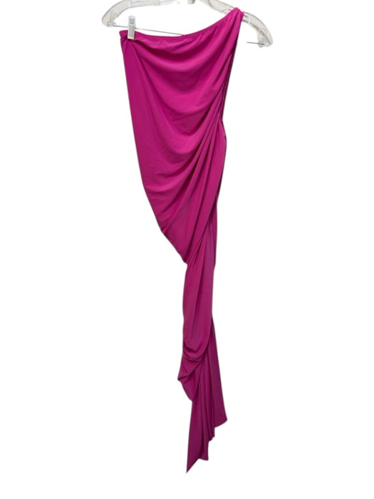 Norma Kamali Size XS/34 Fushcia Polyester Blend One Shoulder Draped Maxi Dress Fushcia / XS/34