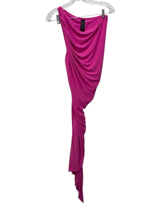 Norma Kamali Size XS/34 Fushcia Polyester Blend One Shoulder Draped Maxi Dress Fushcia / XS/34