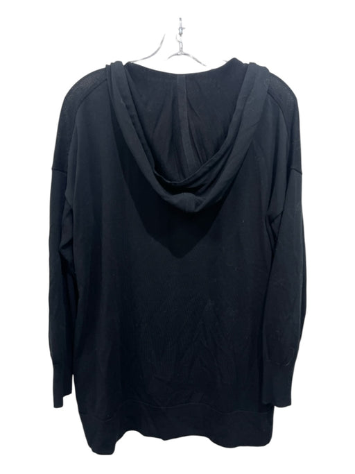 Lafayette 148 Size S Black Cotton & Viscose Blend Hoodie Knit Side Slits Top Black / S