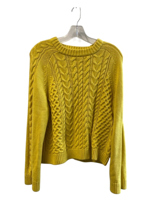 M&S Collection Size Medium Yellow Cotton Blend Cable Knit Long Sleeve Sweater Yellow / Medium