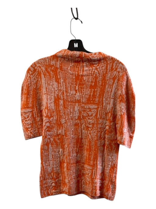 Maeve Size Medium Orange Viscose Blend Mock Collar Short Sleeve Textured Sweater Orange / Medium