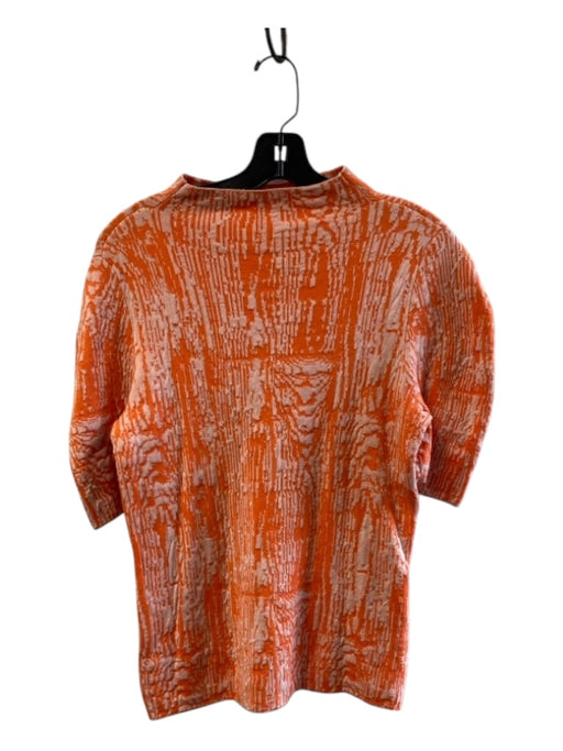 Maeve Size Medium Orange Viscose Blend Mock Collar Short Sleeve Textured Sweater Orange / Medium