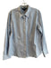 Ellen Tracy Size L Blue & White Cotton Pinstripe Collared Button Up Top Blue & White / L