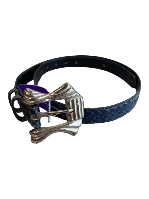 No Brand Navy Snakeskin Silver Buckle Belts Navy / Large