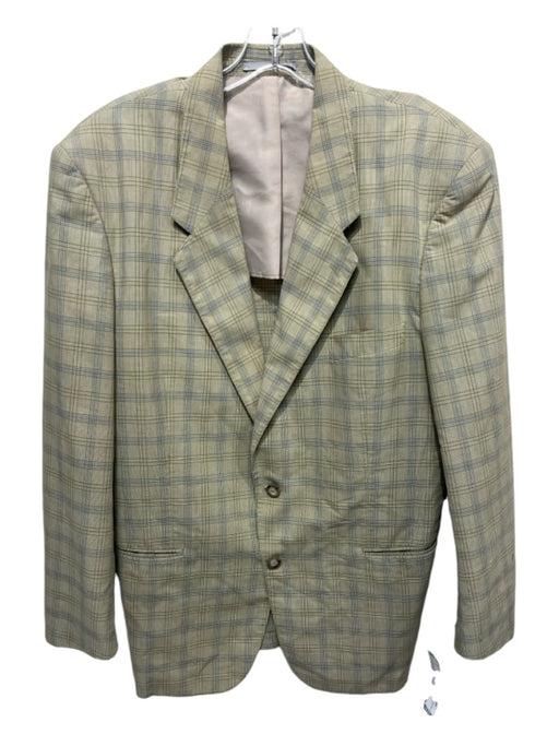 Yves Saint Laurent Vintage Lime Wool Blend Plaid 2 Button Men's Blazer 54