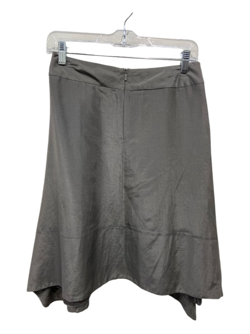 Boss Size 4 Gray Cotton & Silk Back Zip Ruffle Hem Knee Length Skirt Gray / 4