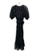 Shoshanna Size 2 Black Polyester Laser Cut Half Puff Sleeve V Neck Maxi Dress Black / 2