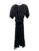 Shoshanna Size 2 Black Polyester Laser Cut Half Puff Sleeve V Neck Maxi Dress Black / 2