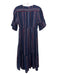 Sundry Size 0 Navy Blue & Red Cotton Vertical Pinstripe Metallic Thread Dress Navy Blue & Red / 0