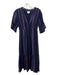 Sundry Size 0 Navy Blue & Red Cotton Vertical Pinstripe Metallic Thread Dress Navy Blue & Red / 0