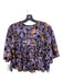 Sundry Size 1 Black, Purple & Blue Cotton Crop Paisley Button Up Top Black, Purple & Blue / 1